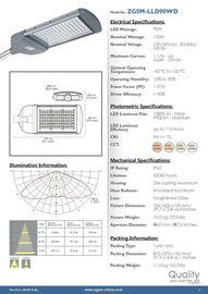Dispositivos elétricos de iluminação de alumínio IP65 da rua do diodo emissor de luz do poder superior 100W, 120v 130v 240v
